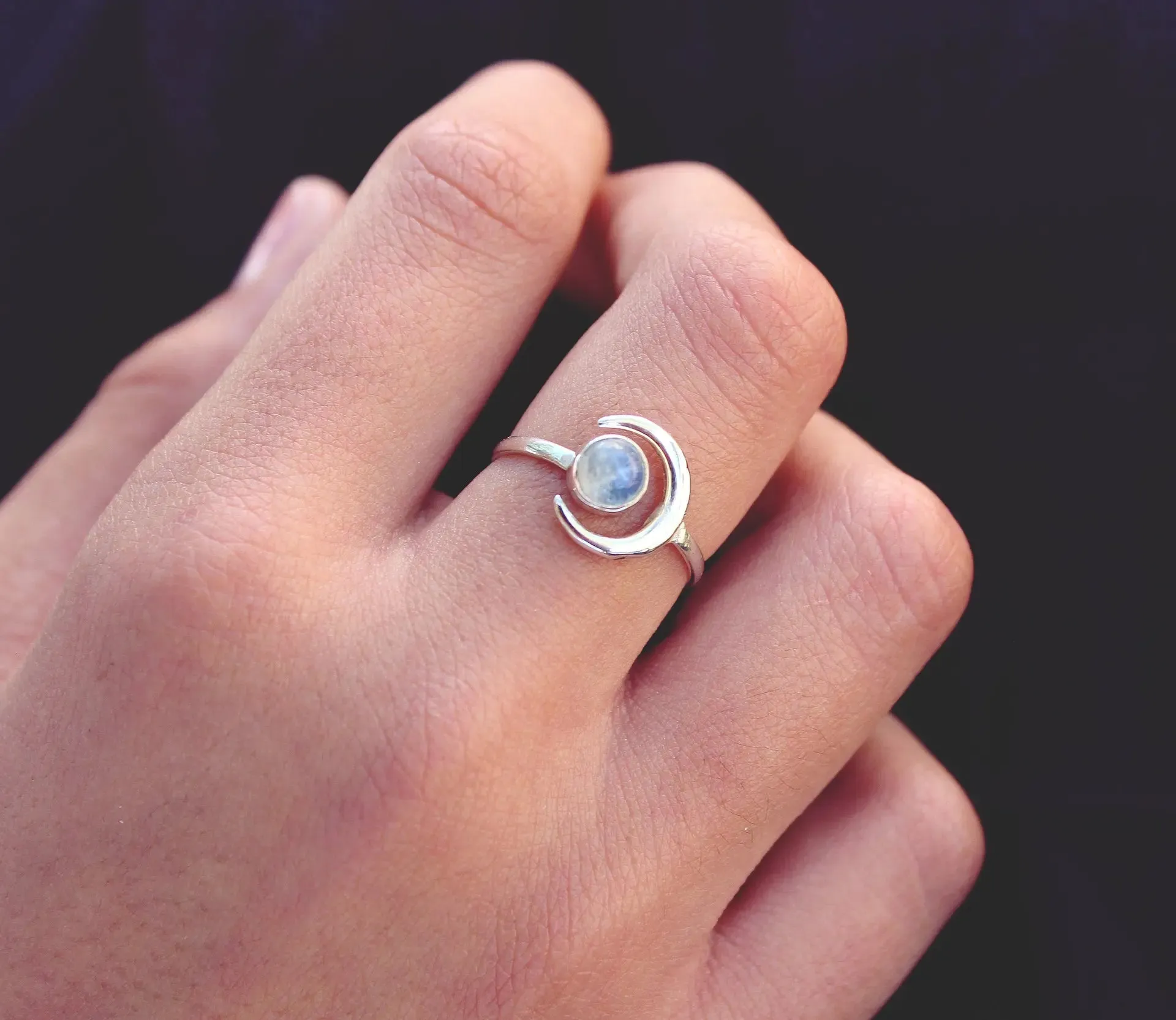 Silver Moonstone Ring