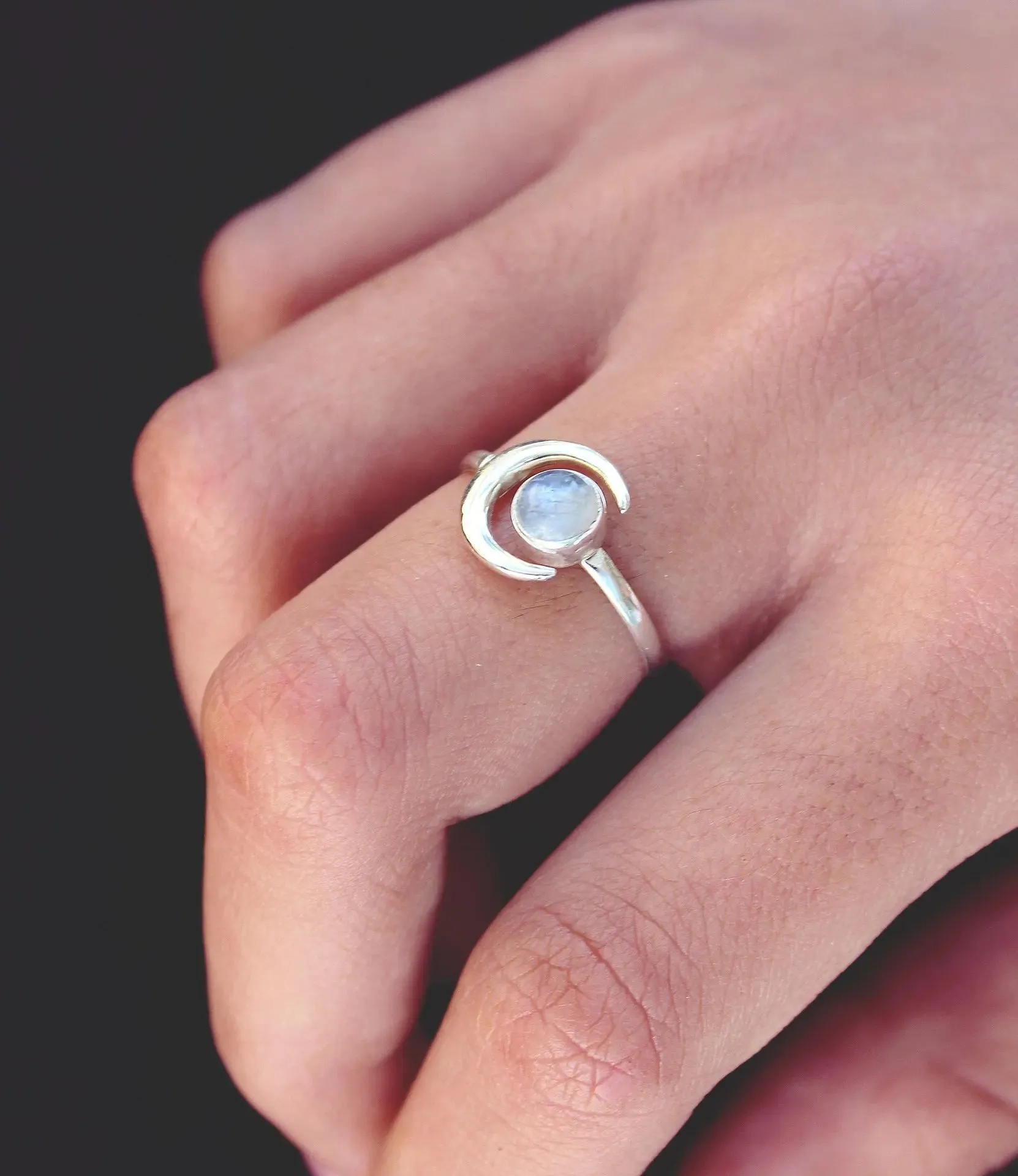 Silver Moonstone Ring