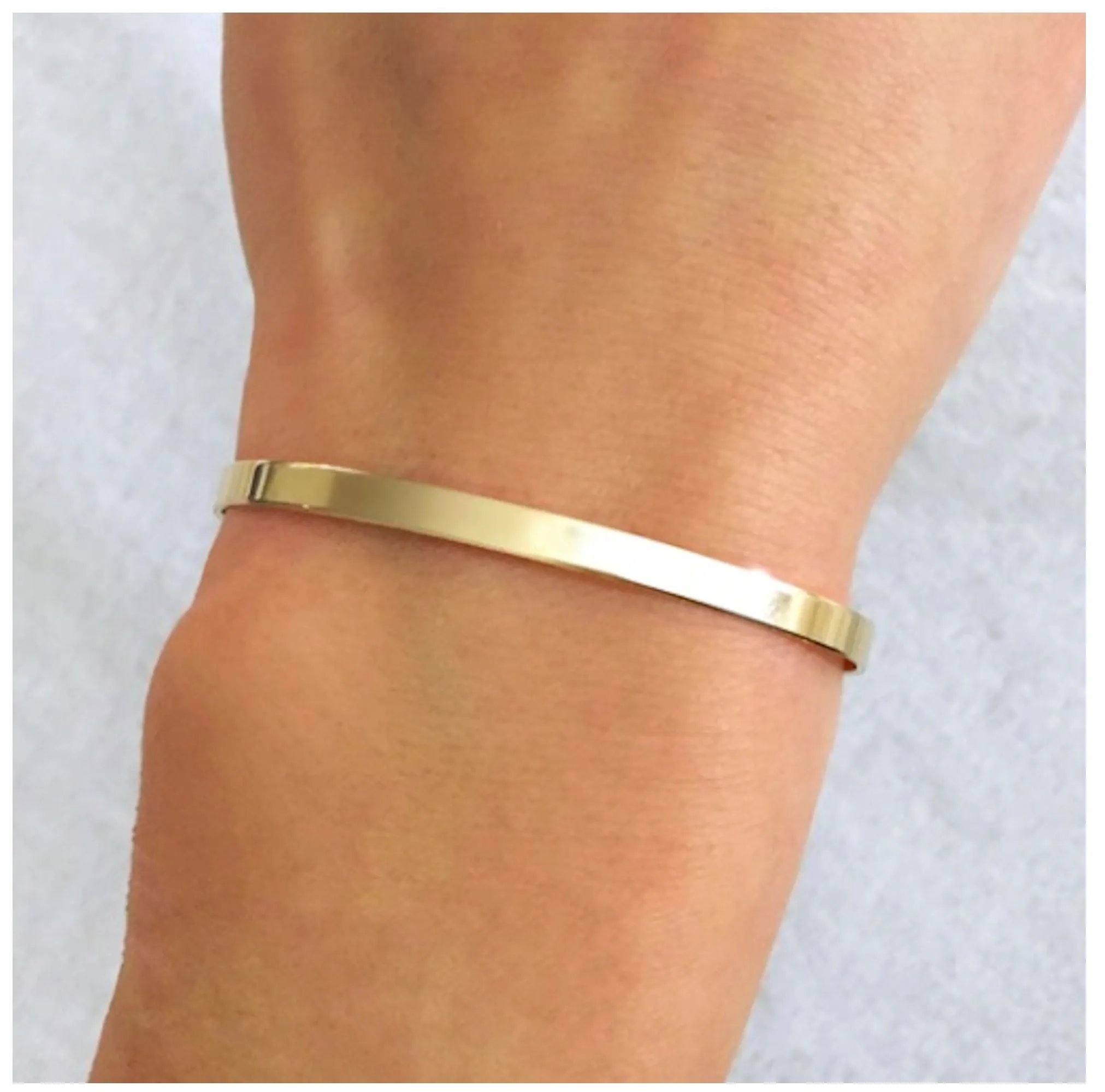 Skinny Cuff Bracelet for Women - Personalized Gold Filled Bangle