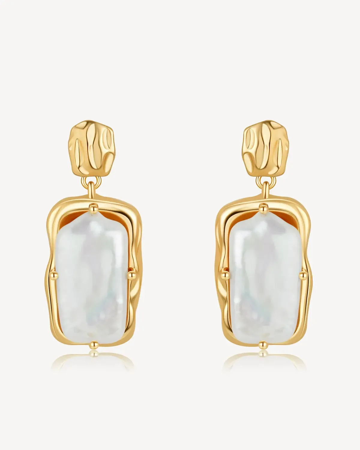 Square Baroque Pearl Earrings