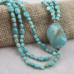 Stunning Turquoise Asymmetric Multi-strand Designer Necklace