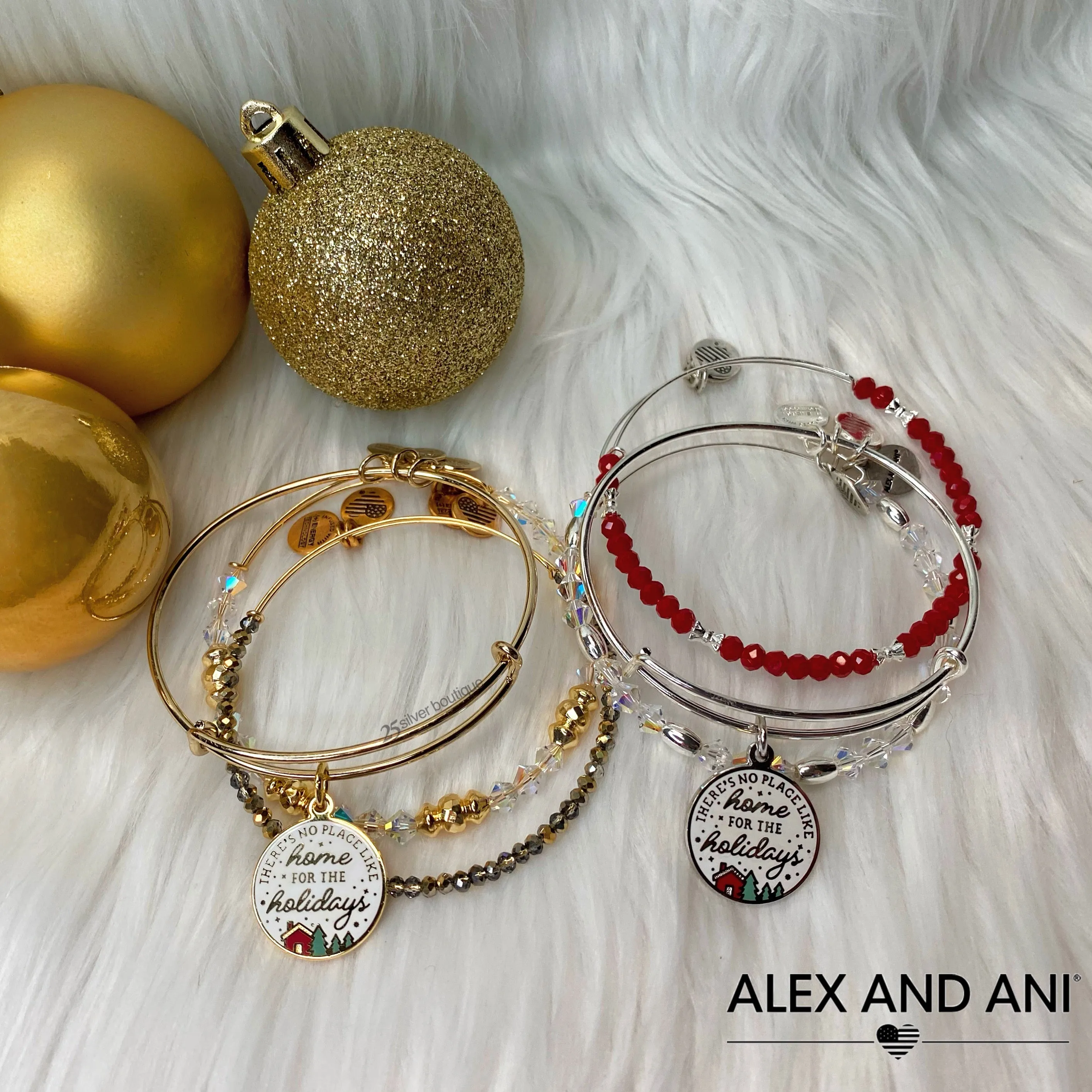 'There's No Place Like Home for the Holidays' Charm Bangles, Set of 3