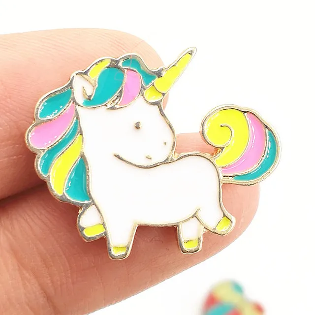 Timlee X147 Cartoon Cute Rainbow Horse Unicorn Design Metal Brooch Pins Wholesale