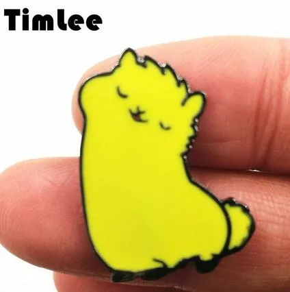 Timlee X204 Cartoon Alpaca Aloe Vera Vintage Magnetic tape Cute Cat Eye Planet Design Metal Brooch Pins Gift Wholesale