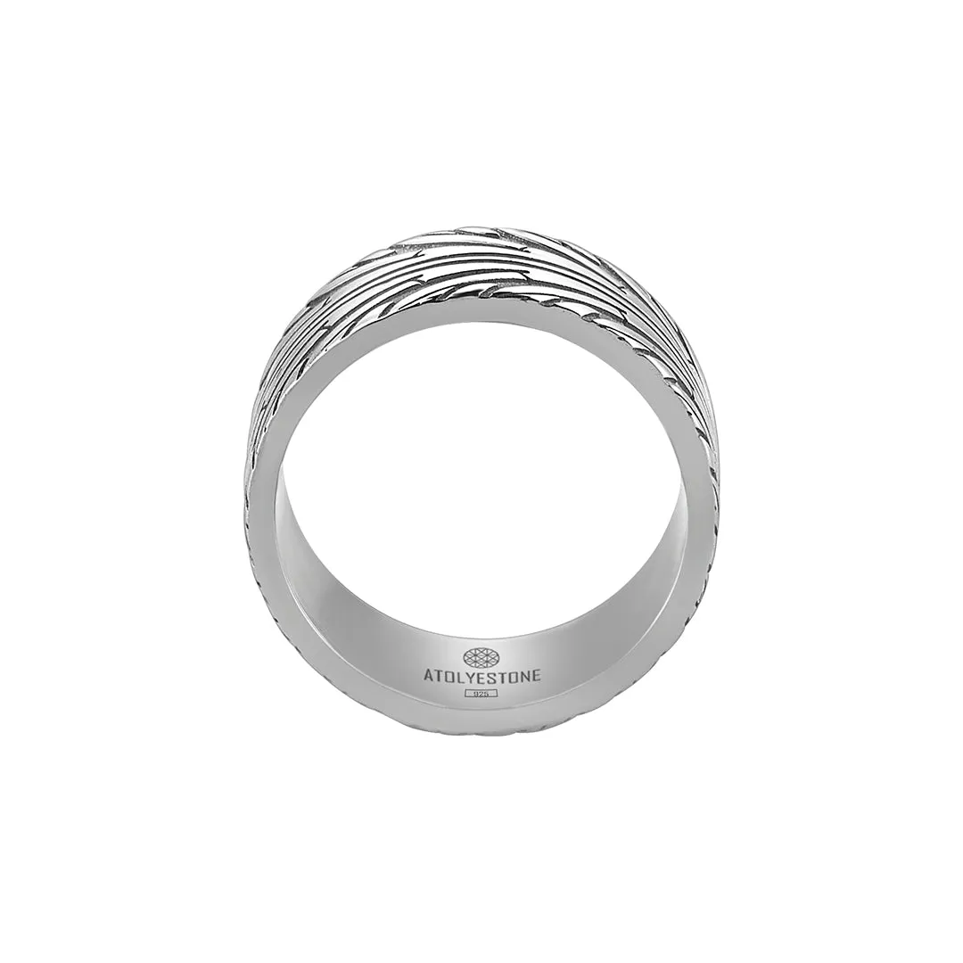 Tire Tread Ring in Silver