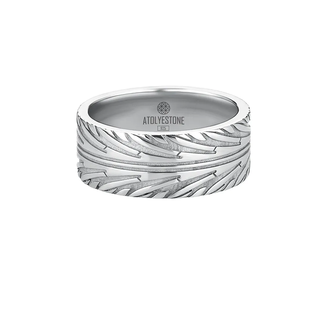 Tire Tread Ring in Silver