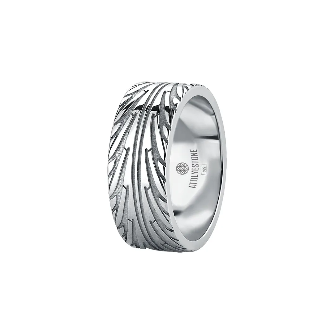 Tire Tread Ring in Silver