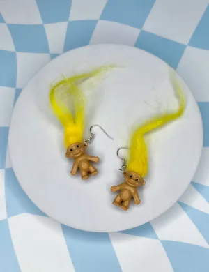 TROLL DOLL EARRINGS - YELLOW