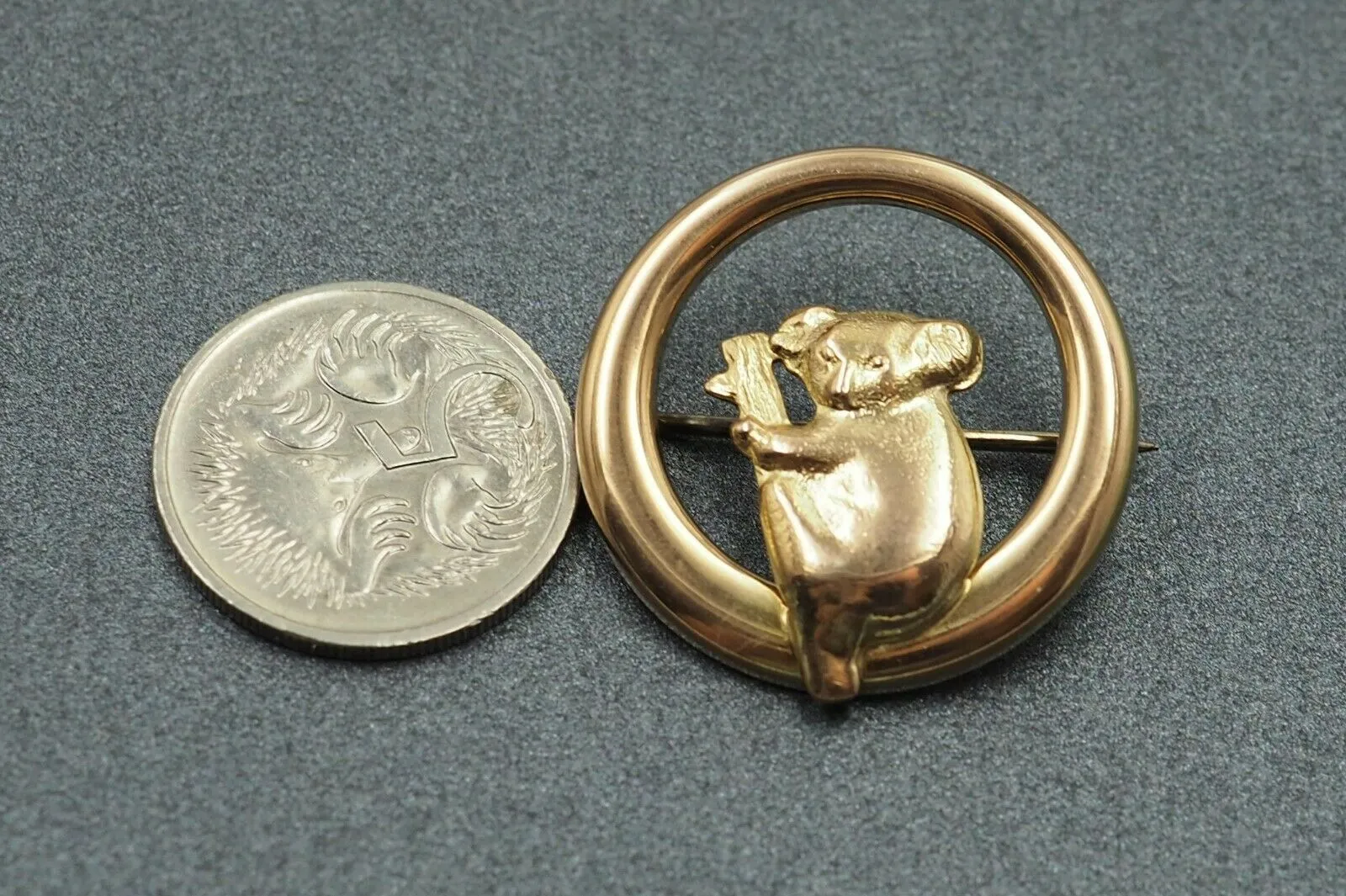 Vintage 9ct Yellow Gold Koala Brooch