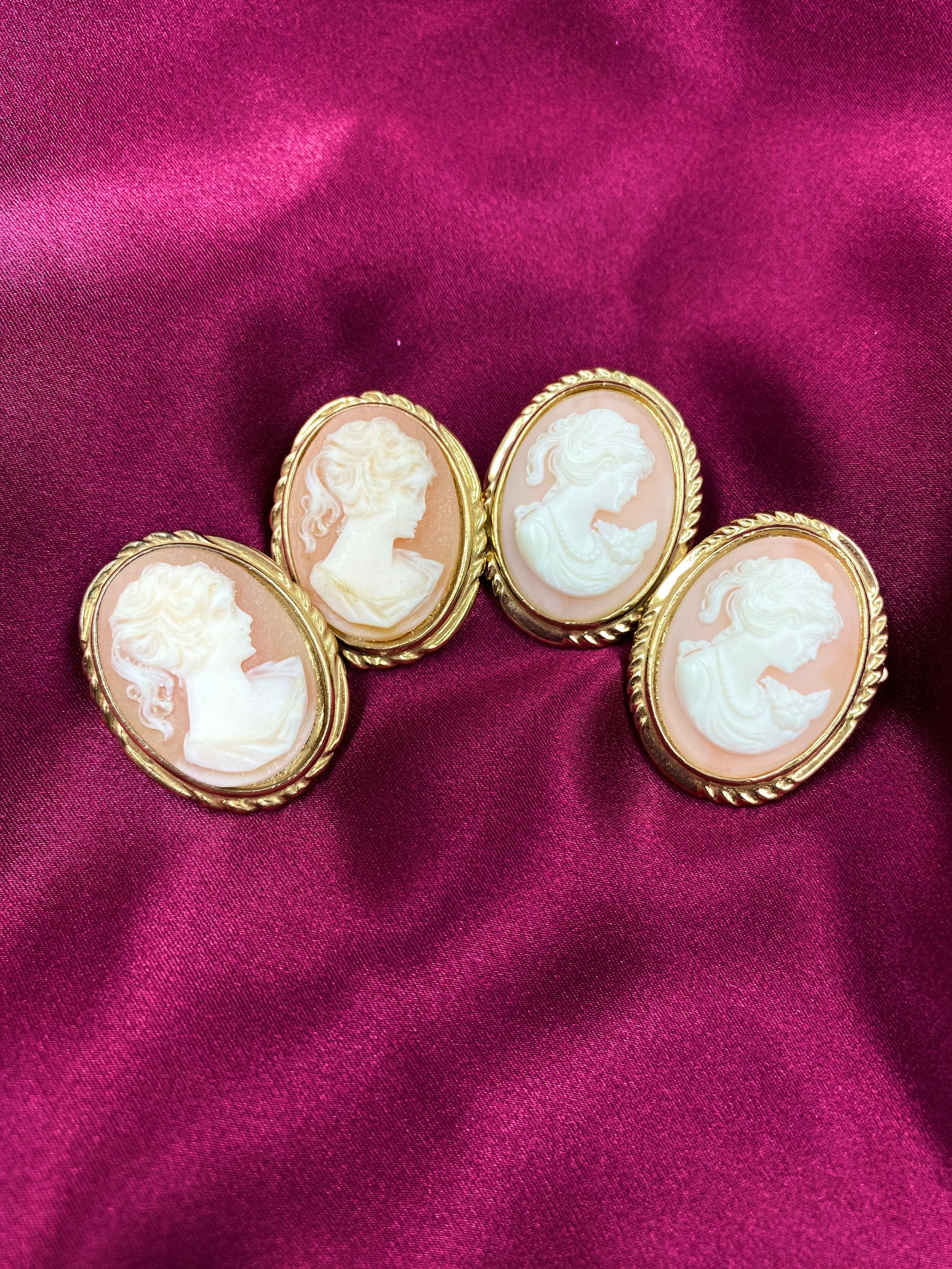 Vintage Carved Pink Shell Cameo Bolo Tie Clasp