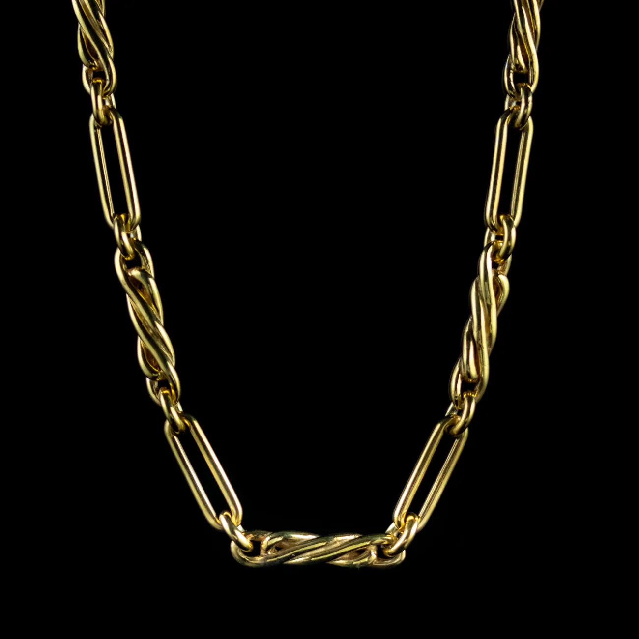 Vintage Gold Chain 18Ct Gold On Silver Albert Link Necklace