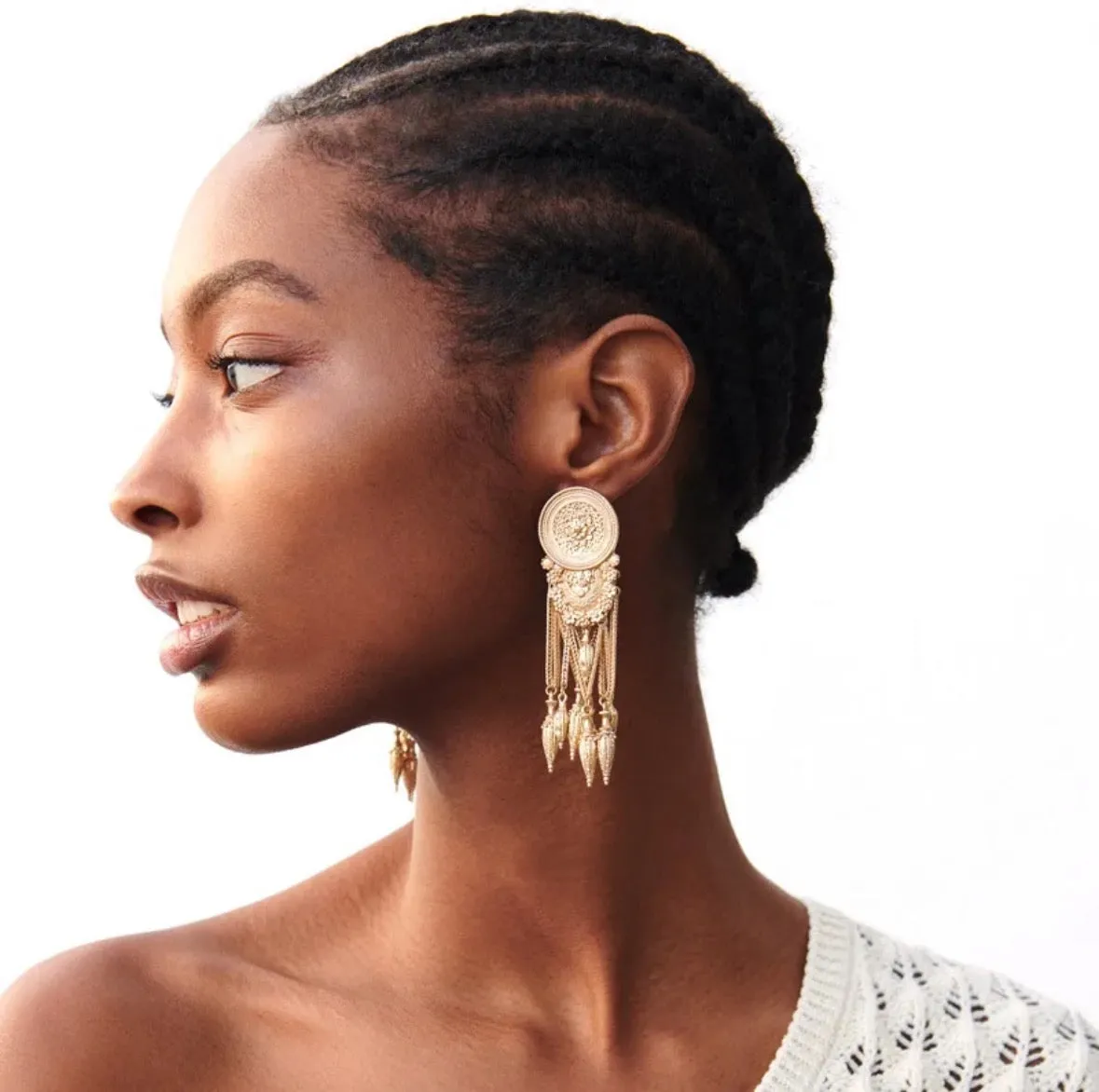 Vintage gold tassel chain earrings