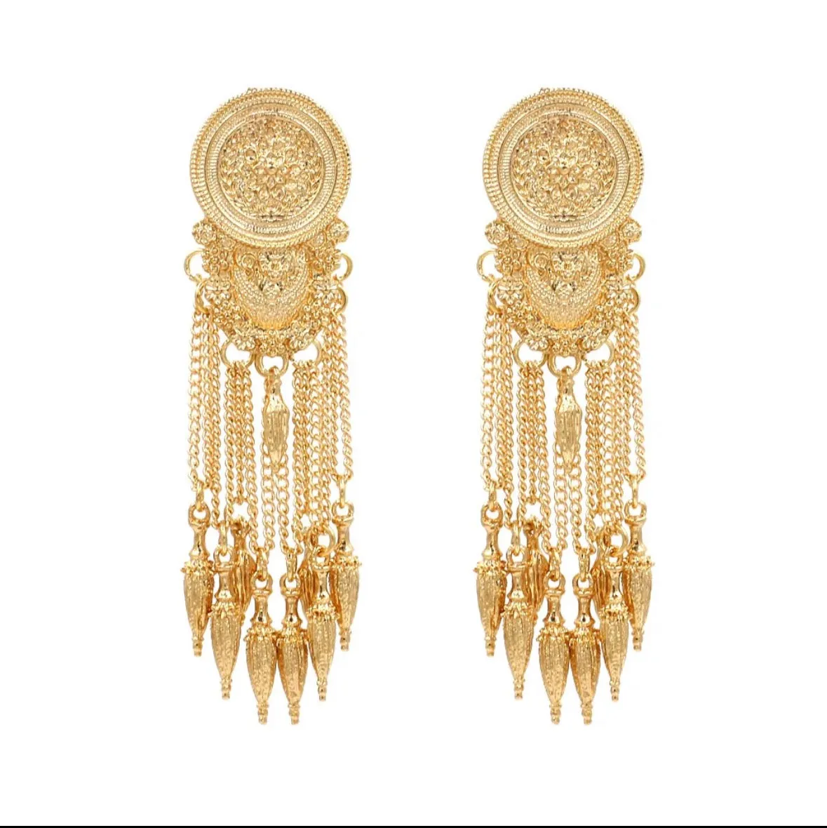 Vintage gold tassel chain earrings