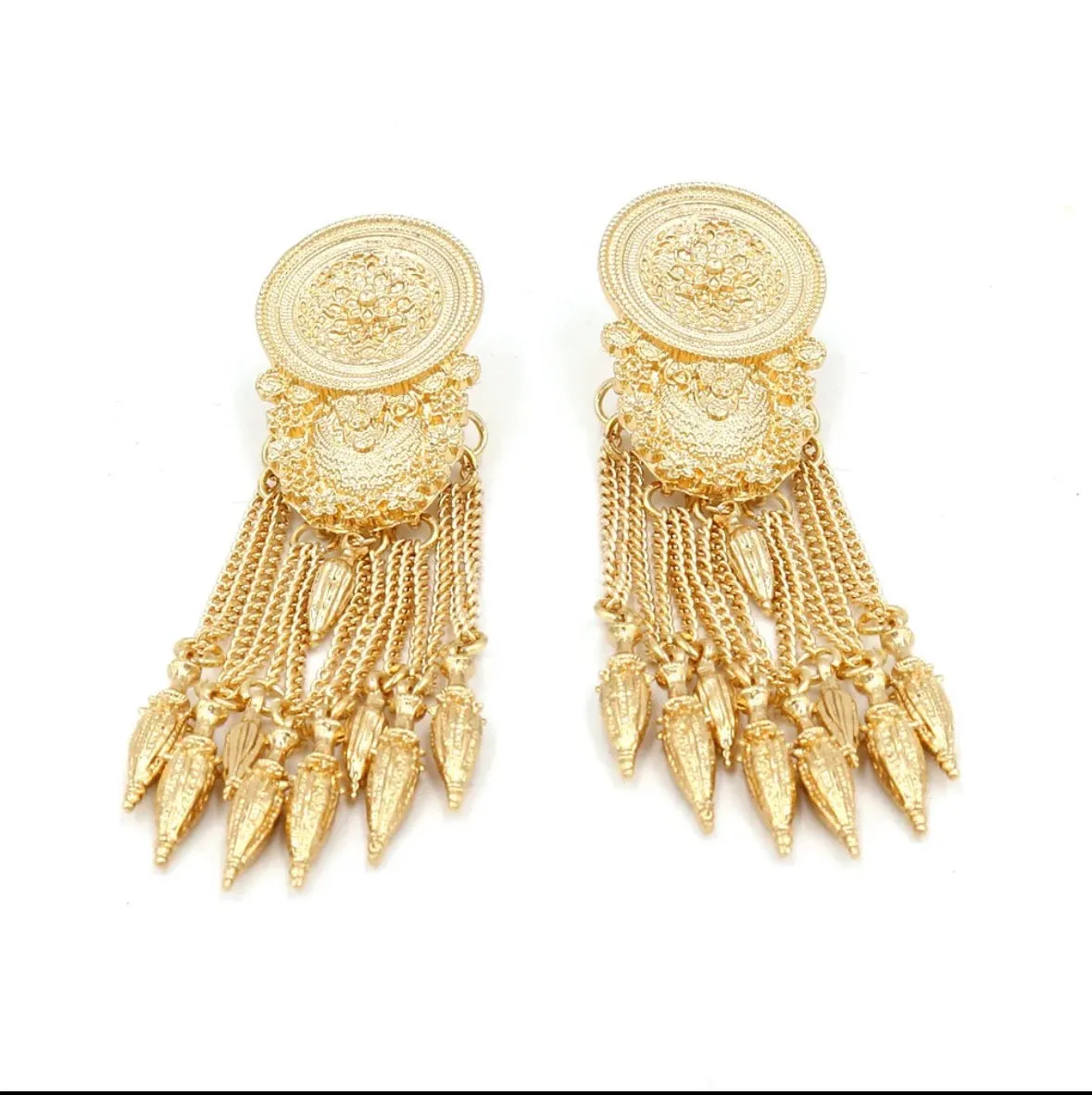 Vintage gold tassel chain earrings