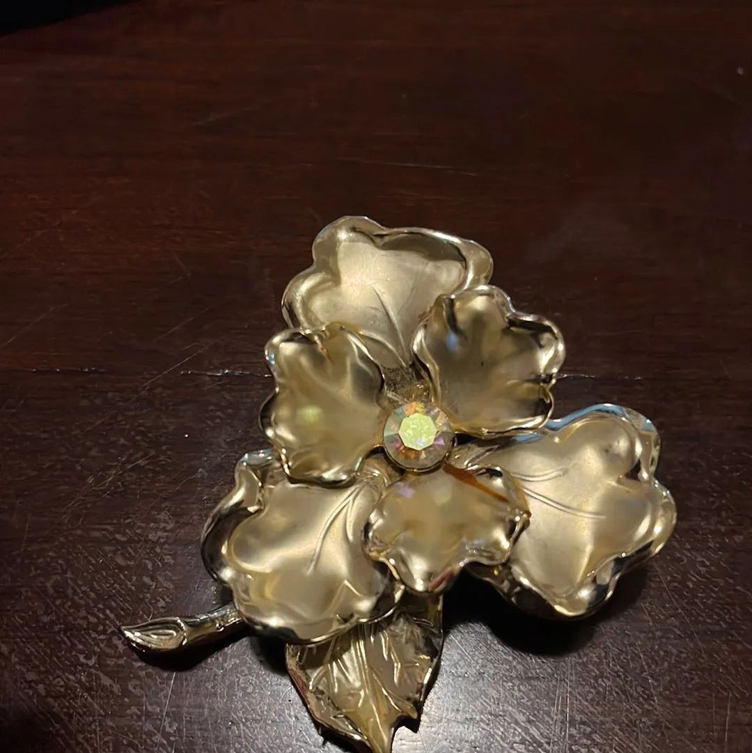 Vintage Goldtone Floral Brooches