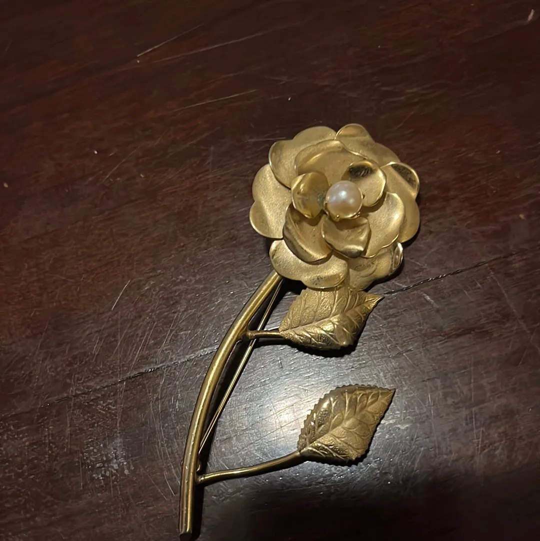 Vintage Goldtone Floral Brooches