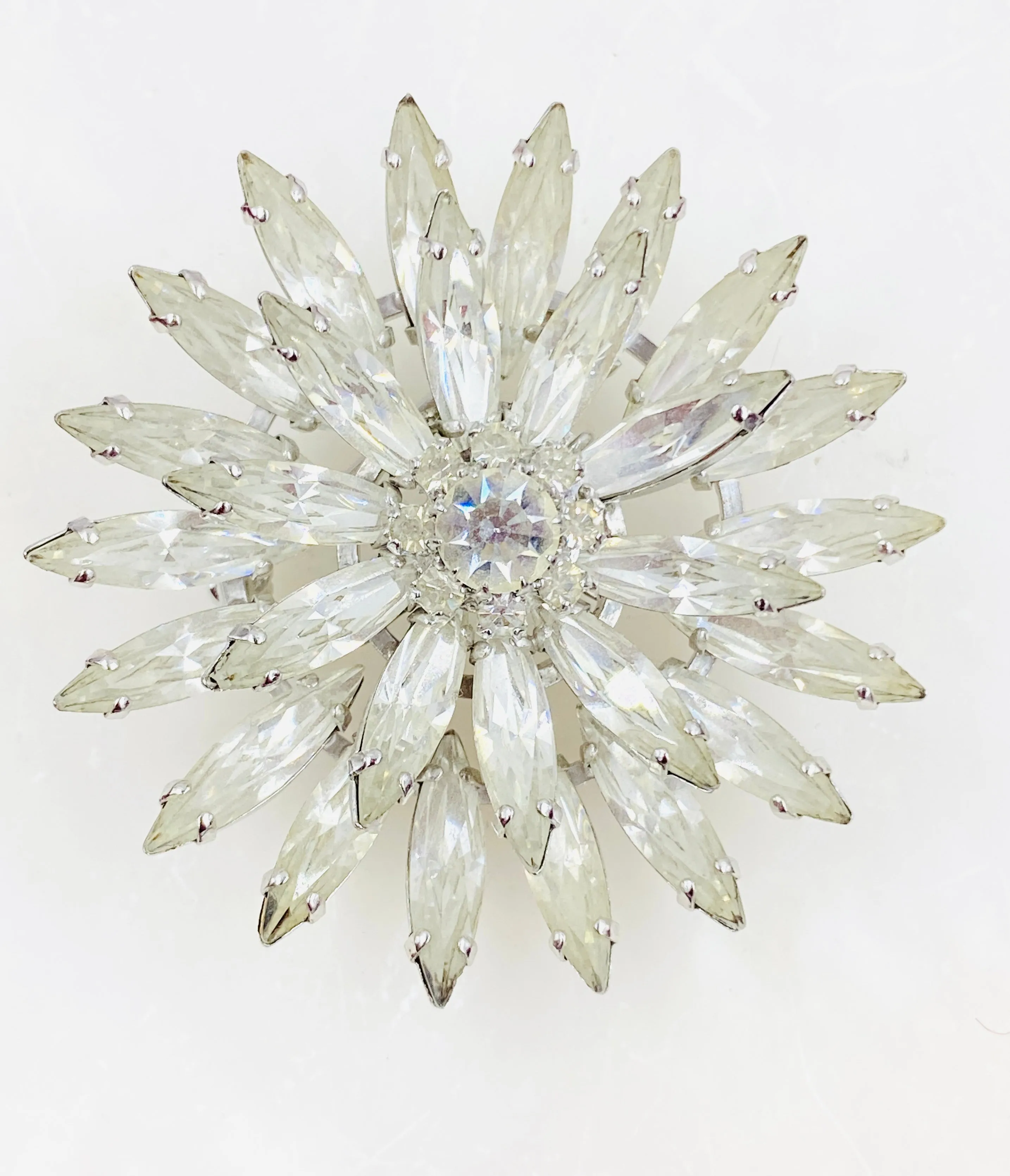 Vintage Rhinestone Water Lily Brooch