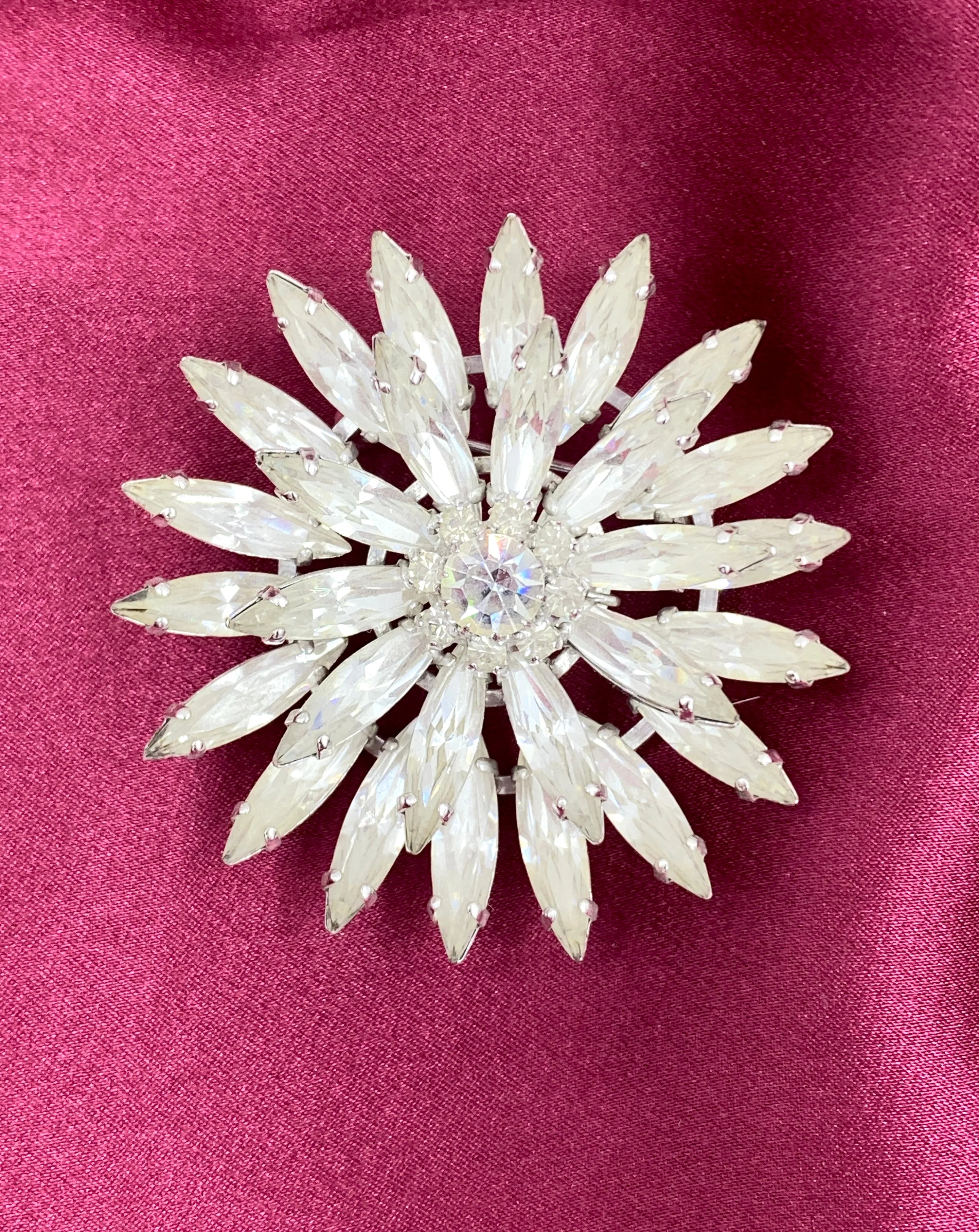 Vintage Rhinestone Water Lily Brooch