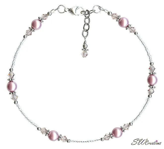 Vintage Rose Crystal Pearl Handmade Anklet