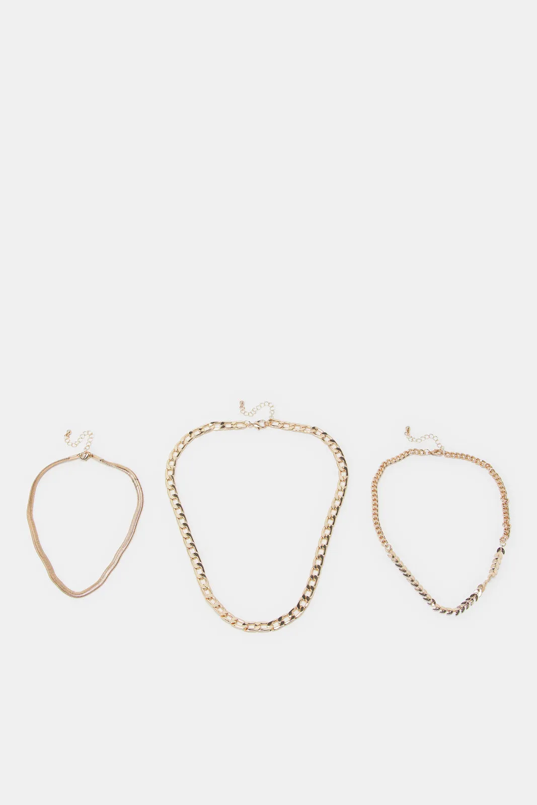 Women Gold Embellished Necklace Set (Pack of 3)