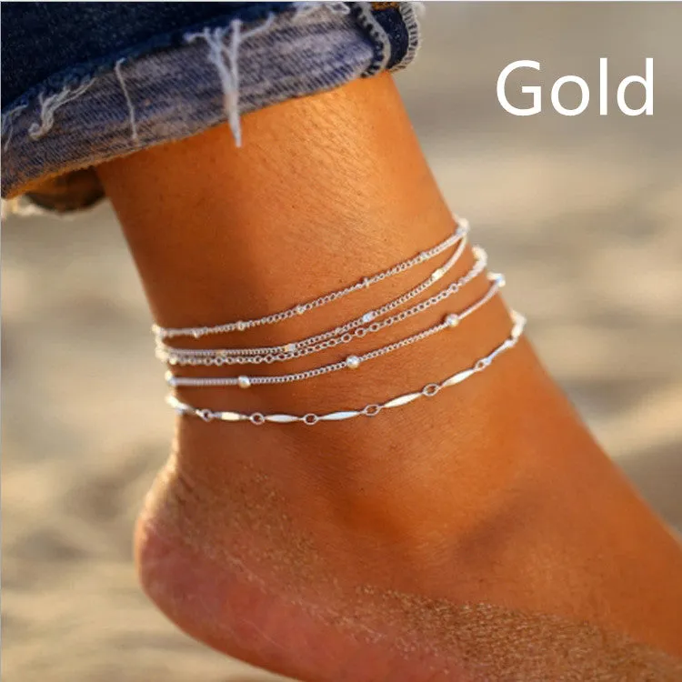 Women's Fashion Simple Handmade Anklet Combination Set