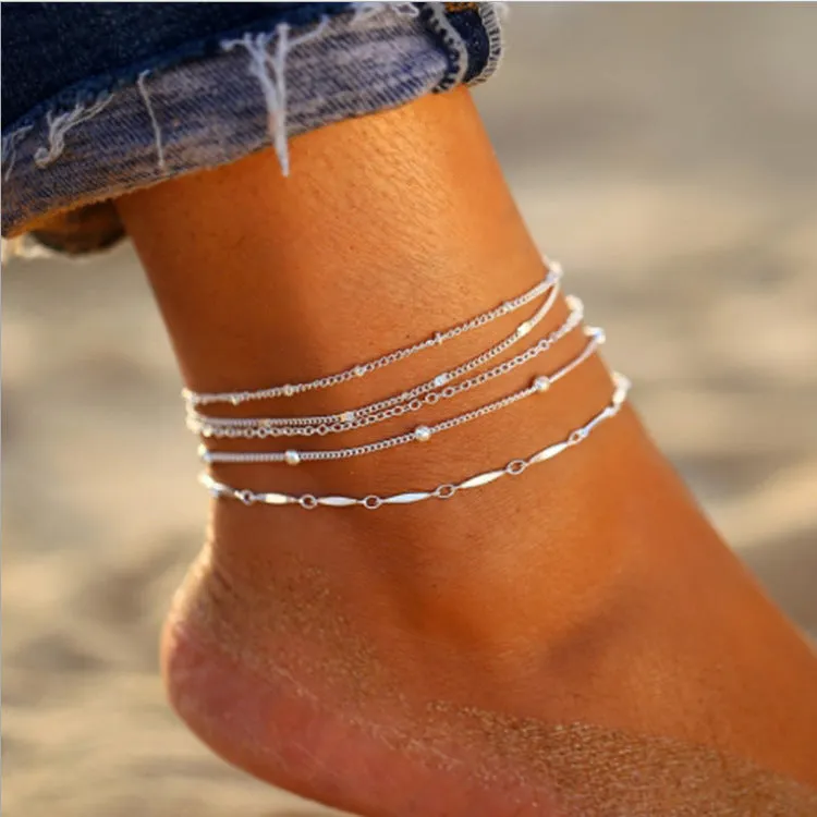 Women's Fashion Simple Handmade Anklet Combination Set