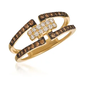 Yellow Gold Chocolate & White Diamond Fashion Ring